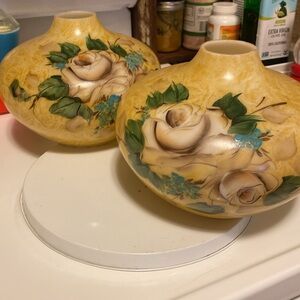 A Pair Of Hand painted Swag Lamp/Parlor Lamp
Globes Excellent Condition Browns